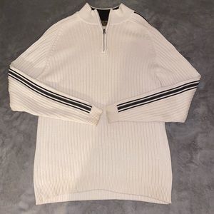 Cream Turtle Neck Sweater with half Zipper